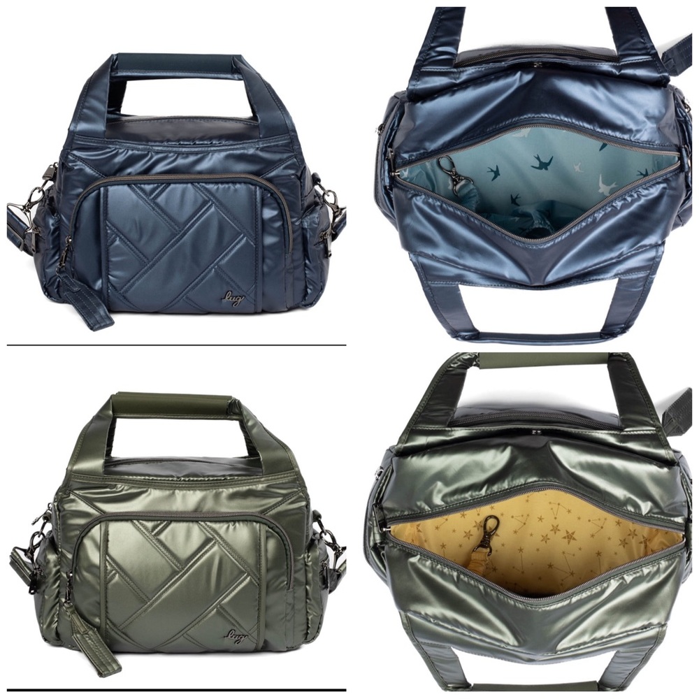 Lug Rumble Satchel Crossbody Bag NWT Metallic Olive or Metallic Indigo